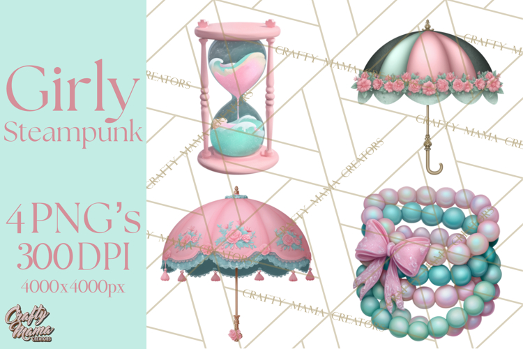 Girly Steampunk Clipart Pink Victorian Clockwork PNG