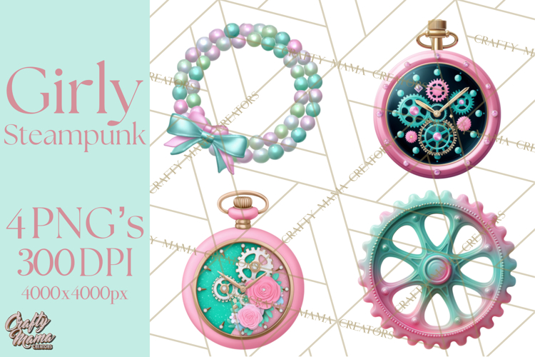 Girly Steampunk Clipart Pink Victorian Clockwork PNG