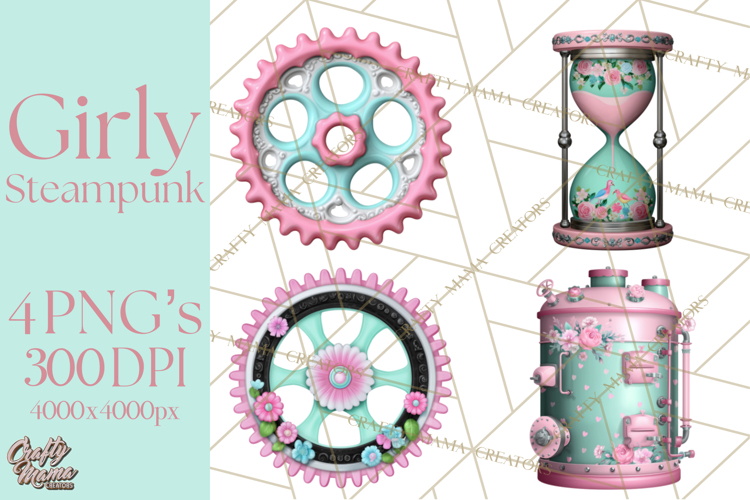Girly Steampunk Clipart Pink Victorian Clockwork PNG