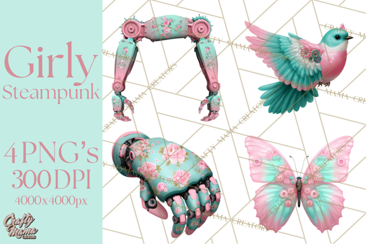 Girly Steampunk Clipart Pink Victorian Clockwork PNG