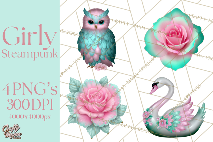 Girly Steampunk Clipart Pink Victorian Clockwork PNG