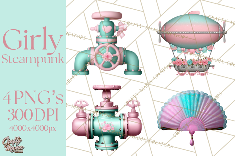 Girly Steampunk Clipart Pink Victorian Clockwork PNG