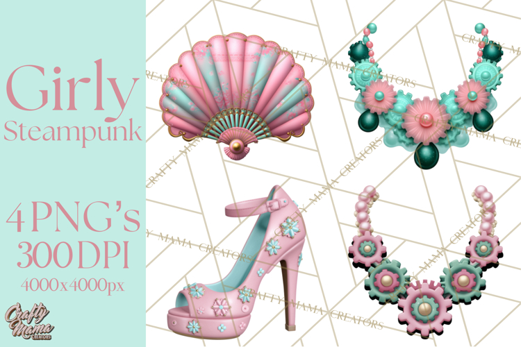 Girly Steampunk Clipart Pink Victorian Clockwork PNG