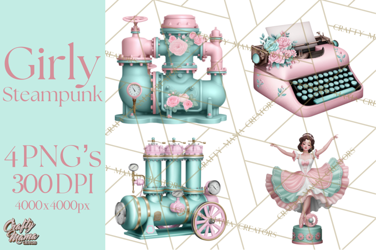 Girly Steampunk Clipart Pink Victorian Clockwork PNG