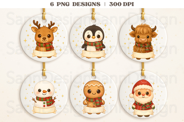 Personalized Kids Christmas Ornament PNG Bundle, Custom Name