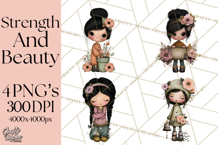 Breast Cancer Warrior Girls Clipart, Strength Beauty