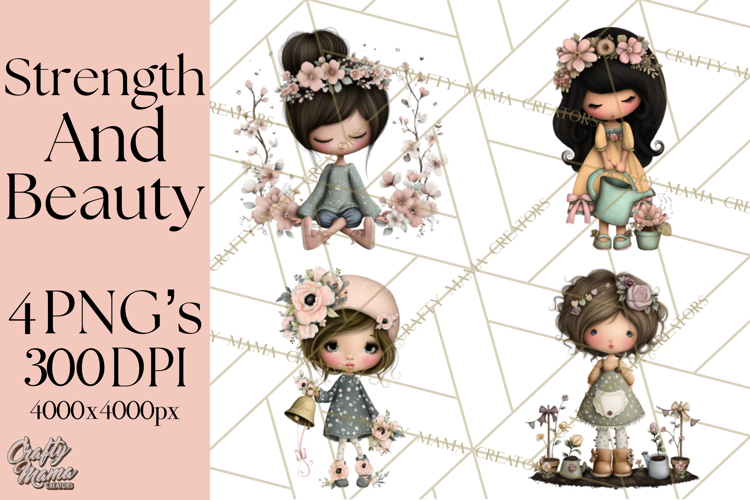 Breast Cancer Warrior Girls Clipart, Strength Beauty