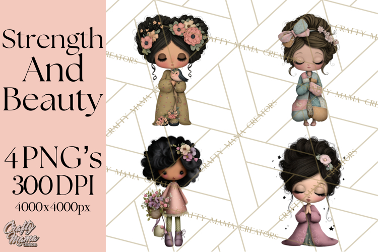 Breast Cancer Warrior Girls Clipart, Strength Beauty