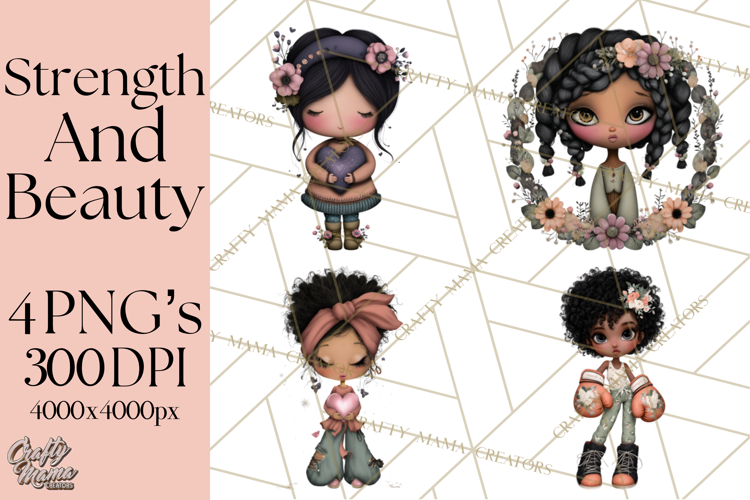 Breast Cancer Warrior Girls Clipart, Strength Beauty