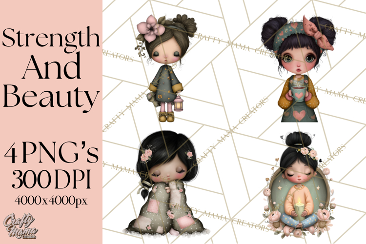 Breast Cancer Warrior Girls Clipart, Strength Beauty