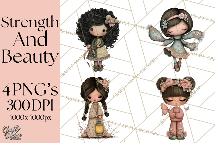 Breast Cancer Warrior Girls Clipart, Strength Beauty