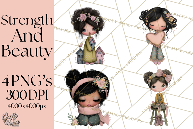 Breast Cancer Warrior Girls Clipart, Strength Beauty