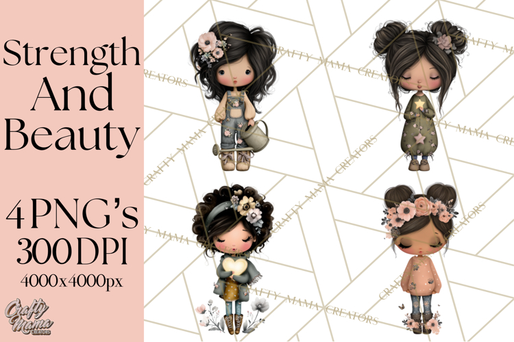 Breast Cancer Warrior Girls Clipart, Strength Beauty