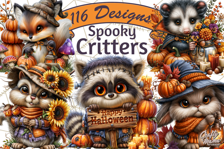 Spooky Fall Forest Woodland Halloween Animals PNG