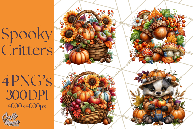Spooky Fall Forest Woodland Halloween Animals PNG
