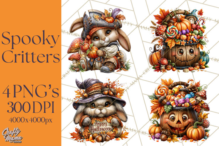 Spooky Fall Forest Woodland Halloween Animals PNG
