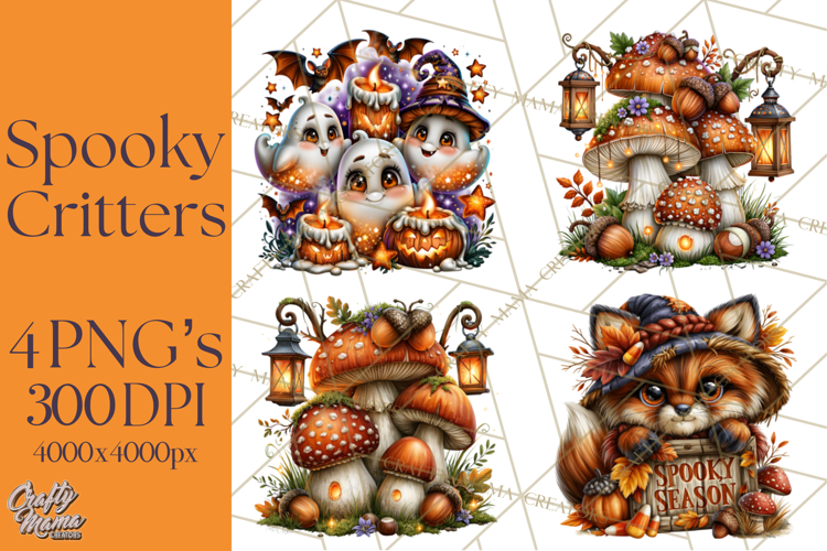Spooky Fall Forest Woodland Halloween Animals PNG
