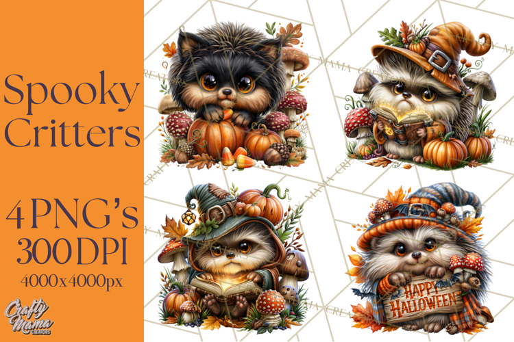 Spooky Fall Forest Woodland Halloween Animals PNG