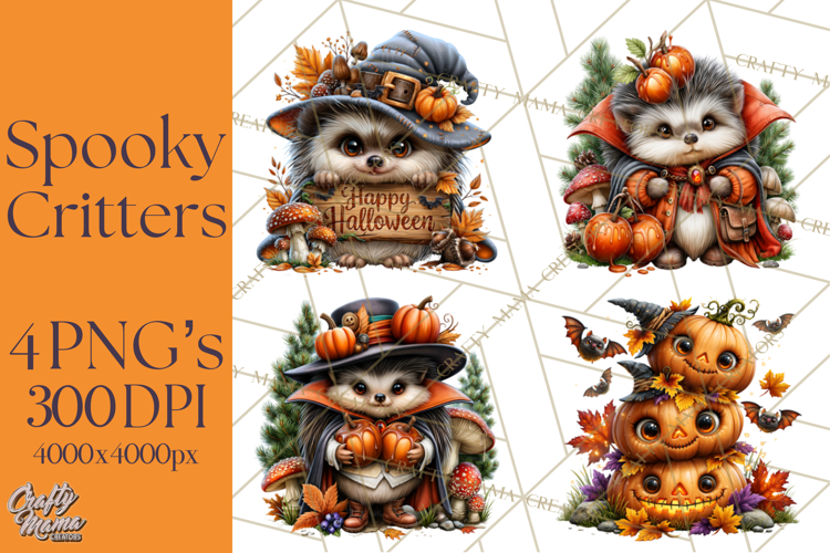 Spooky Fall Forest Woodland Halloween Animals PNG