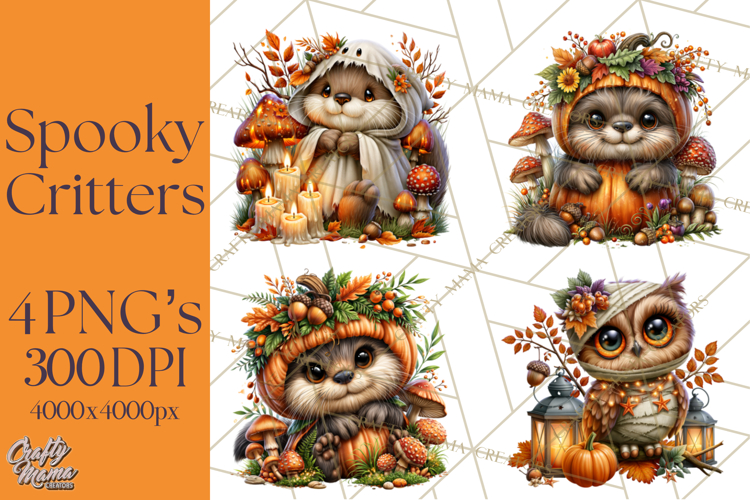Spooky Fall Forest Woodland Halloween Animals PNG