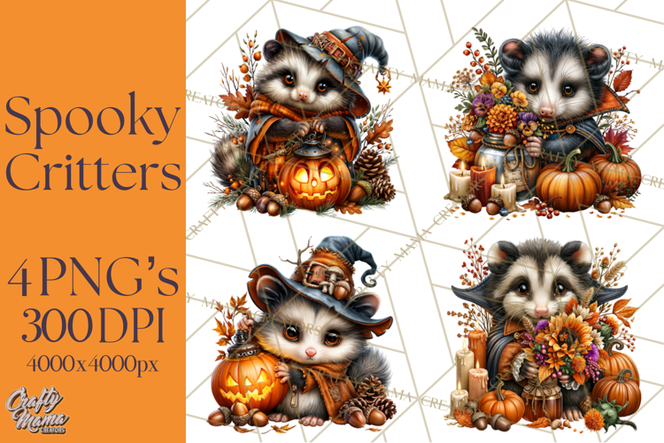 Spooky Fall Forest Woodland Halloween Animals PNG
