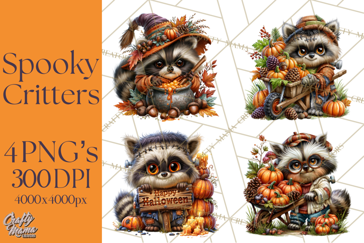 Spooky Fall Forest Woodland Halloween Animals PNG