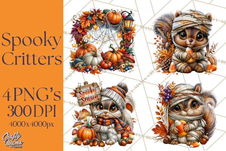 Spooky Fall Forest Woodland Halloween Animals PNG