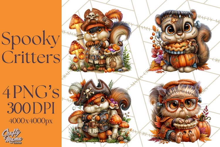 Spooky Fall Forest Woodland Halloween Animals PNG