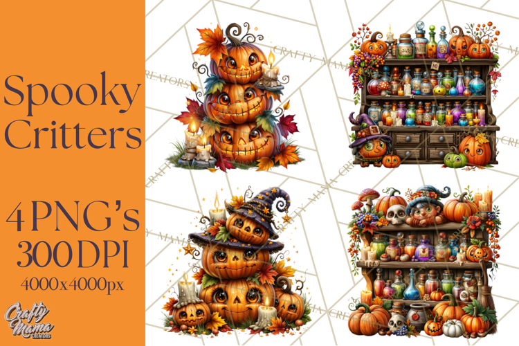 Spooky Fall Forest Woodland Halloween Animals PNG