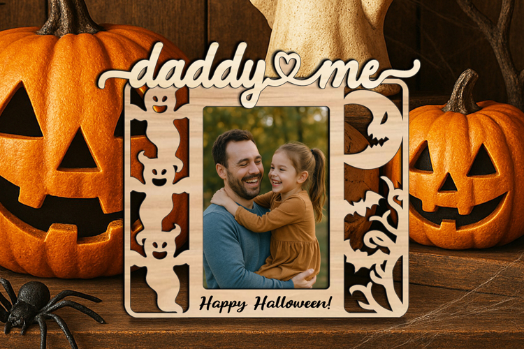 Daddy & Me Halloween SVG Photo Frame Laser Scary Spooky Gift