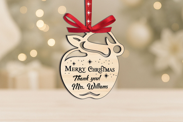 Teacher Appreciation Christmas Ornament Laser SVG Present