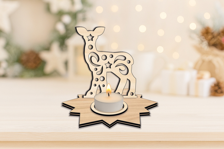 Winter Pattern Fawn Candle Holder SVG Christmas Holiday Gift
