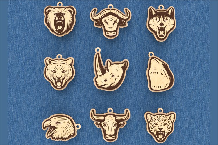 Animal Key Rings Vector Keychain Animals. Vector SVG DXF CDR laser cutting files. (1955533 ...