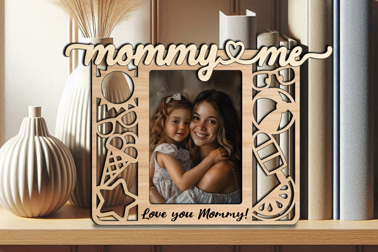 Mommy and Me SVG Photo Frame Laser Summer Vibes Glasses Sun
