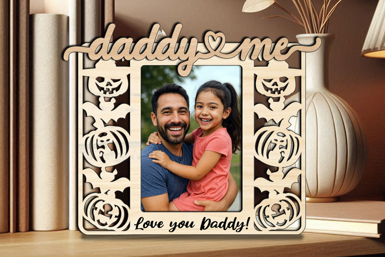 Halloween SVG Daddy and Me Photo Frame Kids Laser Ghost Cat