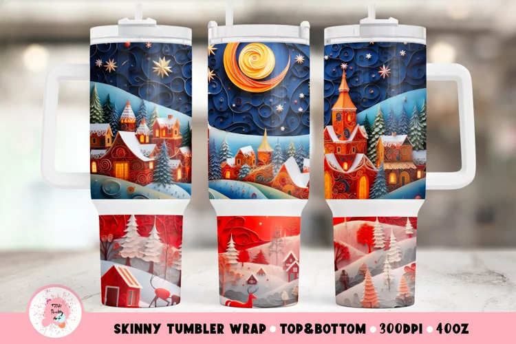 Christmas Tumbler Wrap PNG | 3D Christmas 40oz Sublimation
