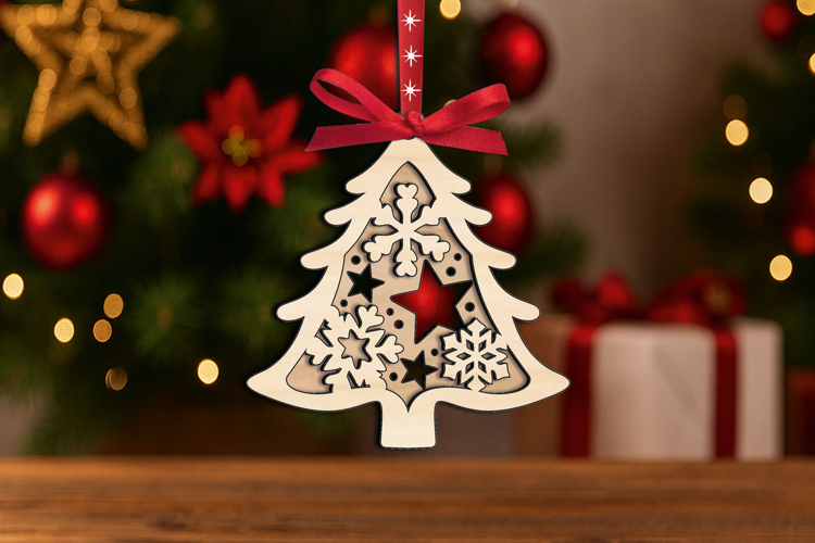 Christmas Ornament SVG Laser Gift Winter Pattern Present