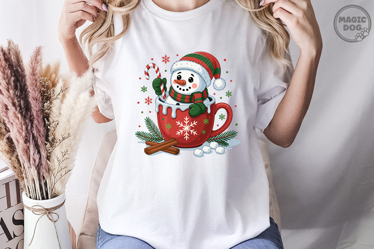 Snowman Hot Cocoa PNG|Cute Christmas Mug Clipart Holiday