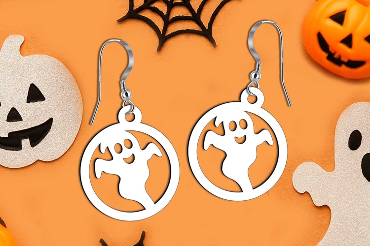 Halloween Ghost Specter Earring SVG Laser Scary Gift Present