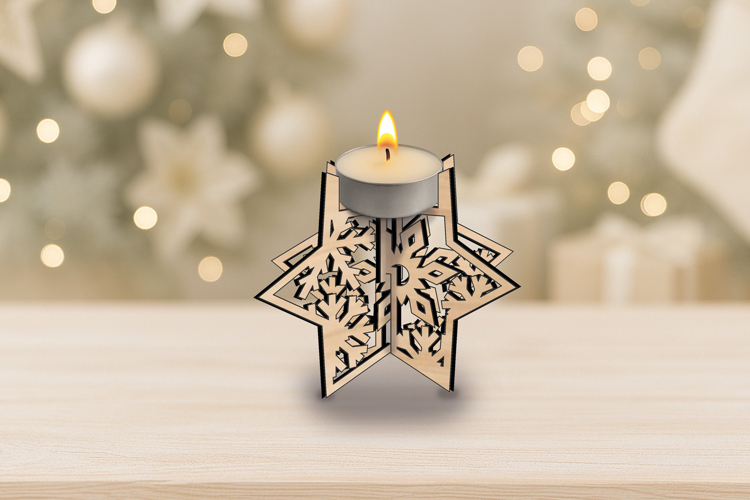 Holiday Snwoflakes SVG Laser Christmas Star Candle Holder