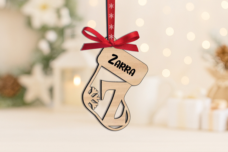 Letter Z Ornament Sock Laser SVG Christmas Alphabet Monogram