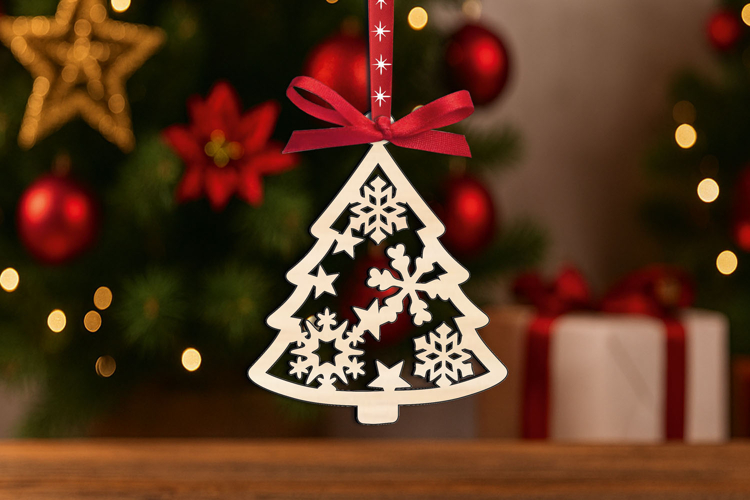 SVG Christmas Pattern Pinetree Ornament Gift Laser Present