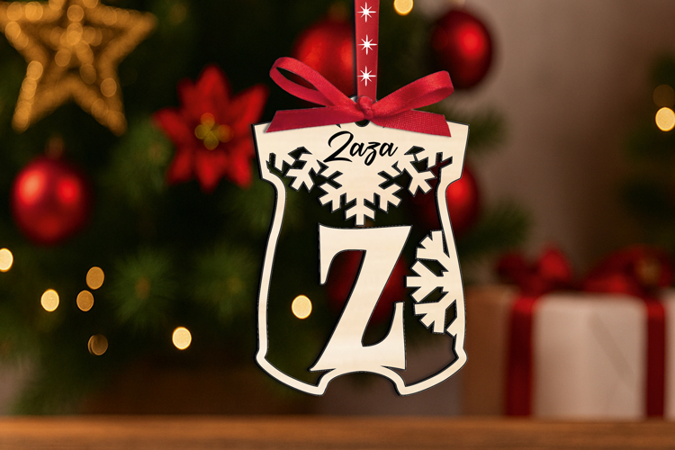 SVG Newborn Bodysuit Letter Z Laser Christmas Ornament Baby