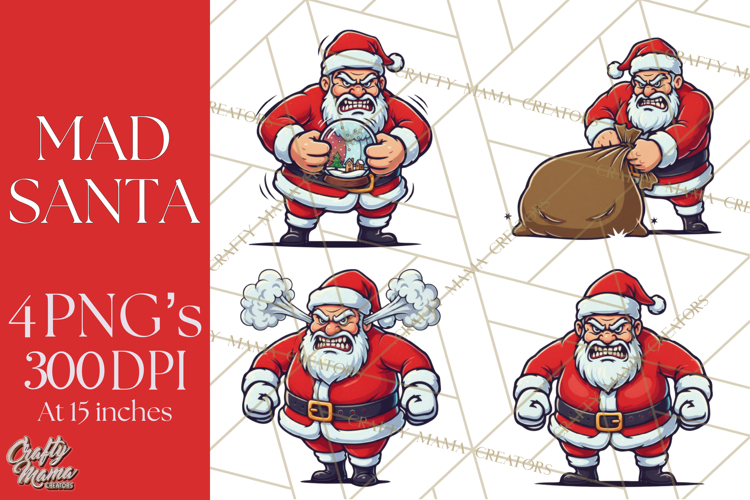 Mad Santa PNG Files | Funny Christmas PNG | Sublimation