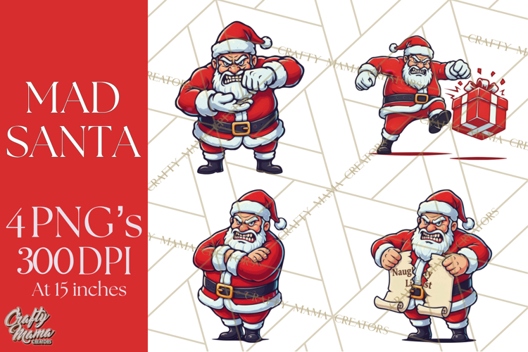 Mad Santa PNG Files | Funny Christmas PNG | Sublimation