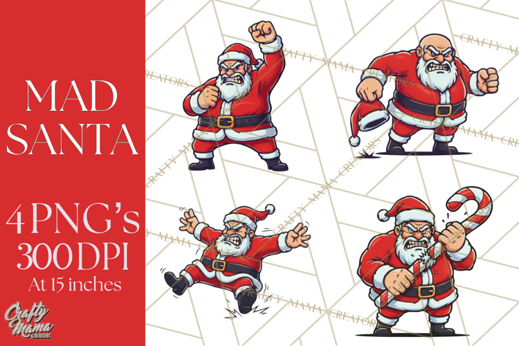 Mad Santa PNG Files | Funny Christmas PNG | Sublimation