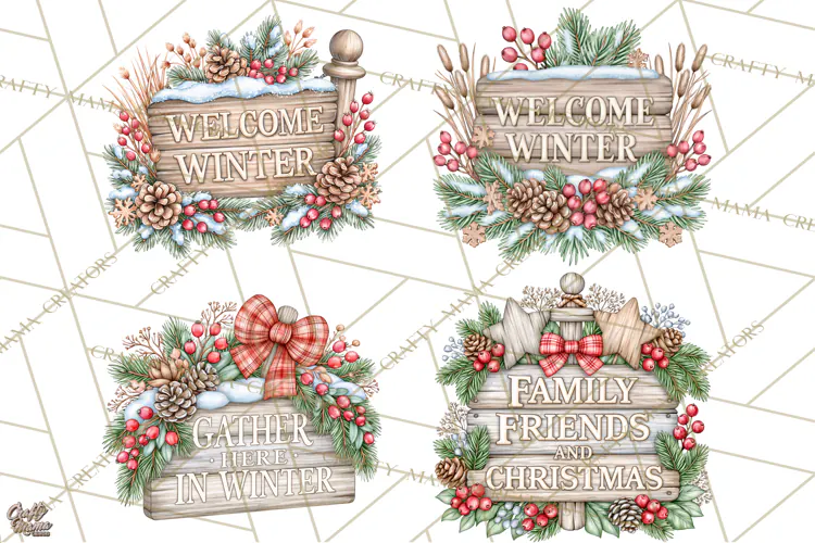 Winter Magic Inspirational Christmas Quote Signs