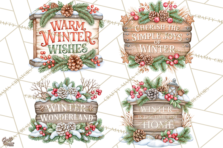 Winter Magic Inspirational Christmas Quote Signs