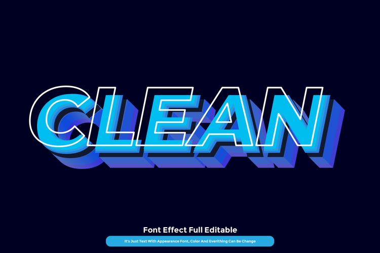 3D Modern Blue and White Line Text Effect for Illustrator
