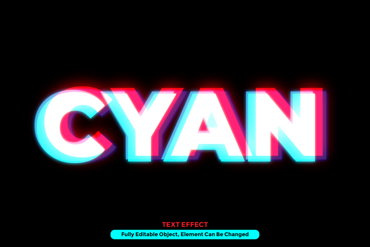 Cyan Colorful Glow 3D Text Effect for Illustrator